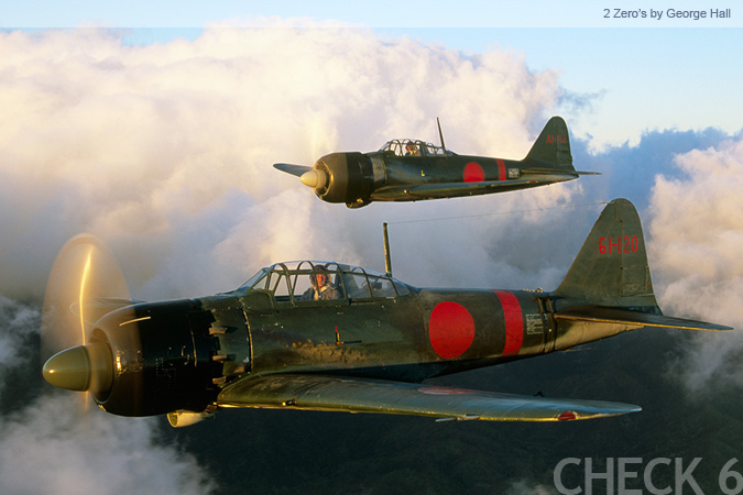 2 Japanese Zero's - by George Hall